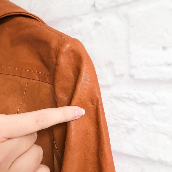 BCBGMAXAZRIA Genuine Leather Moto Jacket Pumpkin - Picture 5 of 8